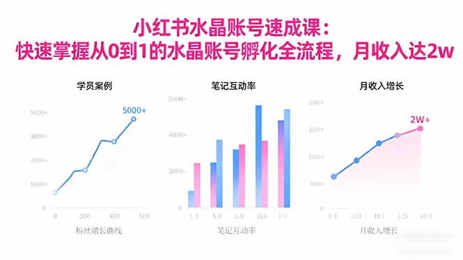 2025小红书水晶账号速成课：快速掌握从0-1水晶账号孵化全流程，月收入达2w-子比社区