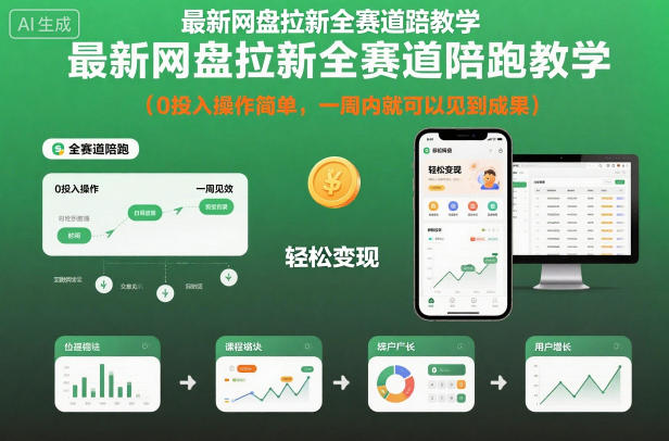 最新网盘拉新全赛道陪跑教学，0投入操作简单，一周内就可以见到成果-子比社区