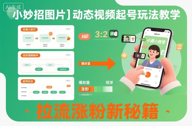 小妙招图片＋动态视频起号玩法教学，拉流涨粉新秘籍-子比社区