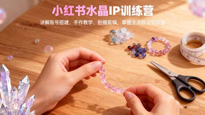 小红书水晶IP训练营，讲解账号搭建、手作教学、拍摄剪辑，全流程运营技能-子比社区