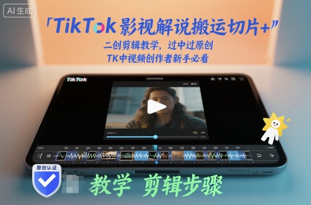 TikTok影视解说搬运切片+二创剪辑教学，过中过原创，TK中视频创作者新手必看-子比社区
