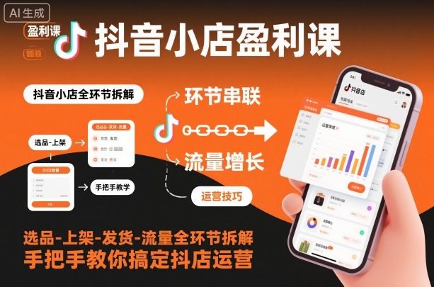 抖音小店盈利课-选品-上架-发货-流量全环节拆解，手把手教你搞定抖店运营-子比社区
