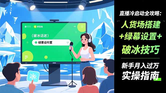 直播冷启动全攻略:人货场搭建+绿幕设置+破冰技巧，新手月入过万实操指南-子比社区