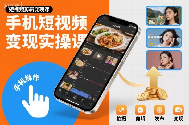 手机短视频变现实操课，短视频剪辑变现课-子比社区