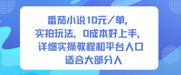 番茄小说10米每单，实拍玩法，0成本好上手，详细实操教程和平台入口适合大部分人-子比社区