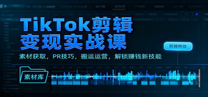 TikTok剪辑变现实战课：素材获取，PR技巧，搬运运营，解锁赚钱新技能-子比社区