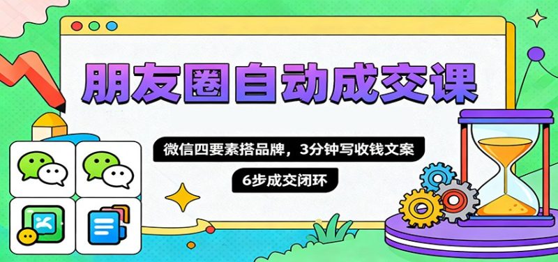 朋友圈自动成交课,微信四要素搭品牌,3分钟写收钱文案,6步成交闭环-子比社区