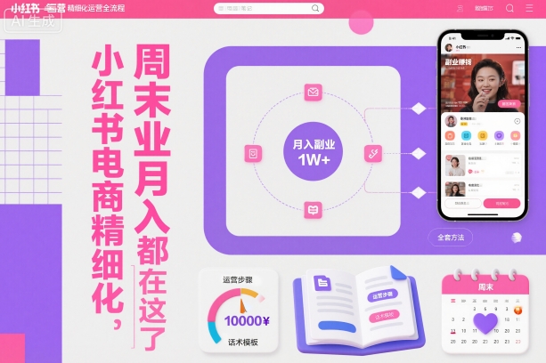 小红书电商精细化运营全流程，周末副业月入1W+，全套方法都在这了-子比社区