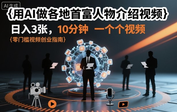 用AI做各地首富人物介绍视频，日入3张，10分钟一个视频-子比社区