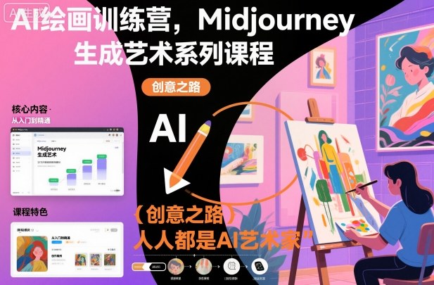 AI绘画训练营，Midjourney生成艺术系列课程，人人都是AI艺术家-子比社区