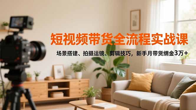 短视频带货全流程实战课,场景搭建、拍摄运镜、剪辑技巧,新手月带货佣金3万+-子比社区