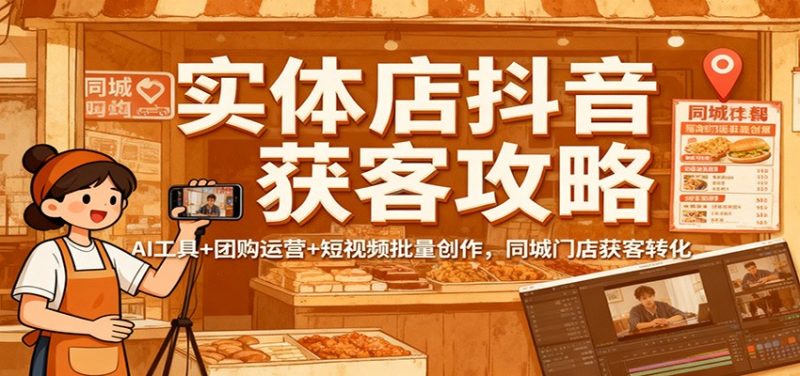 实体店抖音获客攻略：AI工具+团购运营+短视频批量创作，同城门店获客转化-子比社区