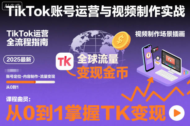 2025最新TikTok账号运营与视频制作实战全流程，从0到1掌握TK变现(含11月最新TK搬运技术)-子比社区