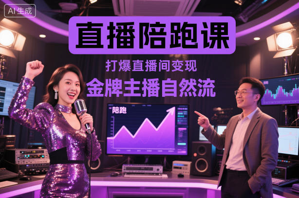 直播陪跑课，金牌主播自然流打爆直播间，复制高变现玩法-子比社区