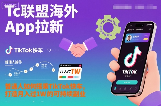 Tc联盟海外App拉新：普通人如何搭乘TikTok快车，打造月入过1W的可持续副业-子比社区