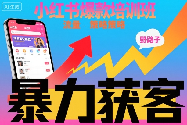 小红书爆款培训班，小红书获客野路子流量打法，暴力持续获客-子比社区