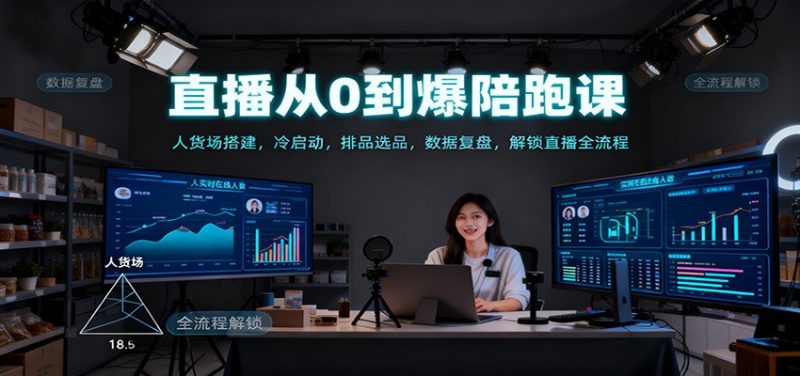 直播从0到爆陪跑课：人货场搭建，冷启动，排品选品，数据复盘，解锁直播全流程-子比社区