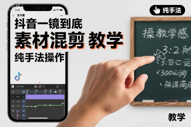 抖音一镜到底素材混剪教学，纯手法操作-子比社区