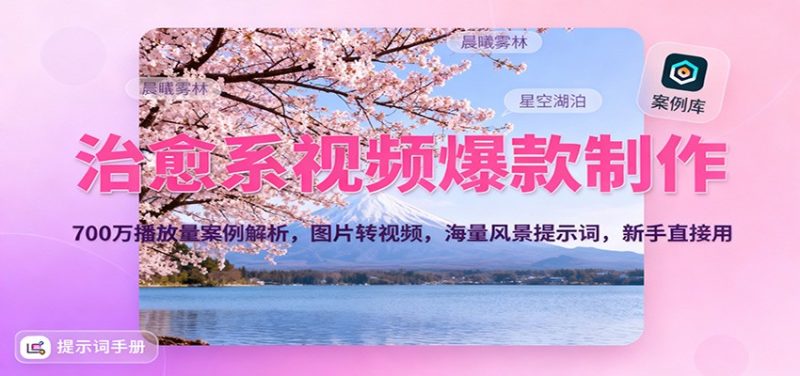 治愈系视频爆款制作，700万播放量案例解析，图片转视频，海量风景提示词，新手直接用-子比社区