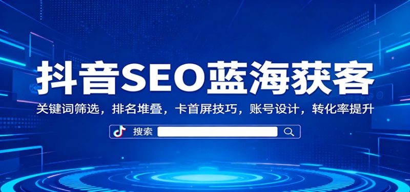 抖音SEO蓝海获客：关键词筛选，排名堆叠，卡首屏技巧，账号设计，转化率提升-子比社区