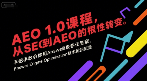 AEO 1.0 课程，从SEO到AE0的基命性转变，手把手教会你用AnswerEngineOptimization技术抢回流量(更新)-子比社区