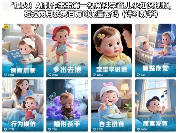 爆火！AI制作宝宝第一视角科学育儿小知识视频，短短两月获赞百万的流量密码(详细教学)-子比社区