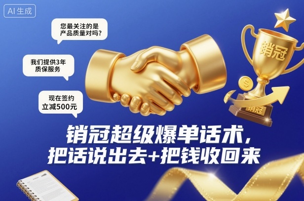 销冠超级爆单话术，把话说出去+把钱收回来-子比社区