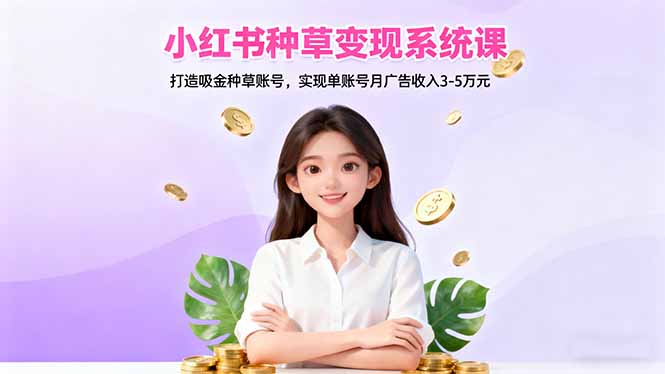小红书种草变现系统课：打造吸金种草账号，实现单账号月广告收入3-5万元-子比社区