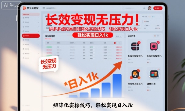 长效变现无压力！拼多多虚拟类目矩阵化实操技巧，轻松实现日入1k【揭秘】-子比社区