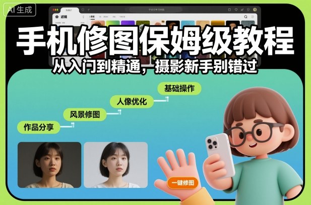 手机修图保姆级教程，从入门到精通，摄影新手别错过-子比社区