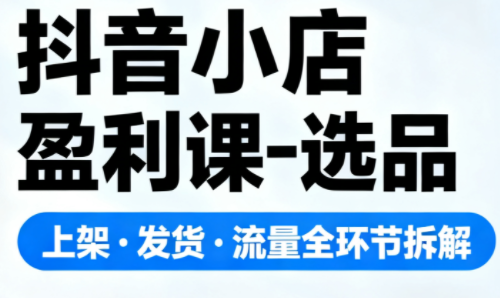 抖音小店盈利课-选品·上架·发货·流量全环节拆解-子比社区