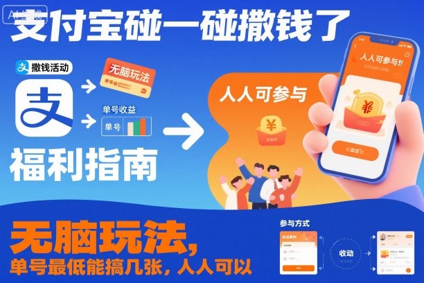 支付宝碰一碰撒钱了，无脑玩法，单号最低能搞几张，人人可以撸【揭秘】-子比社区