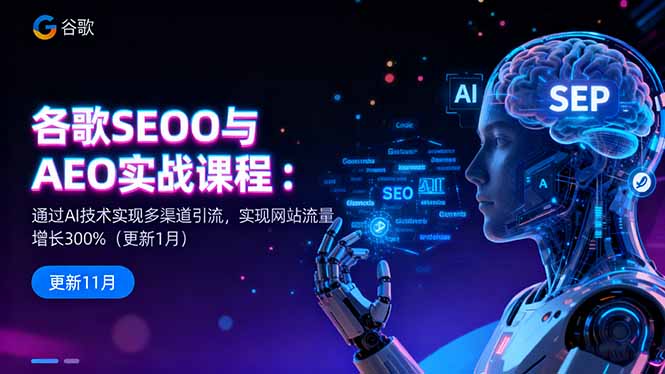 谷歌SEO与AEO实战课程：通过AI技术实现多渠道引流，实现网站流量增长300%-子比社区