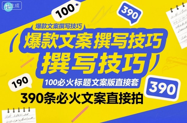 爆款文案撰写技巧，100个必火标题文案模版直接套，390条必火文案直接拍-子比社区