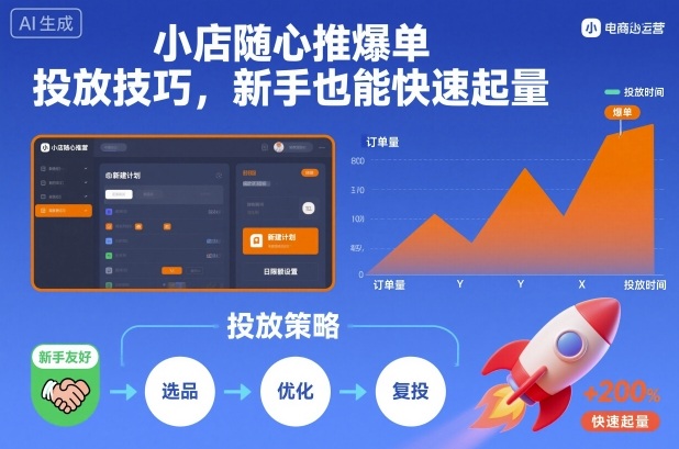 小店随心推爆单投放技巧，新手也能快速起量-子比社区