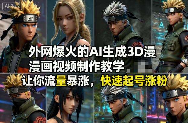 外网爆火的AI生成3D漫画视频制作教学，让你流量暴涨，快速起号涨粉！-子比社区