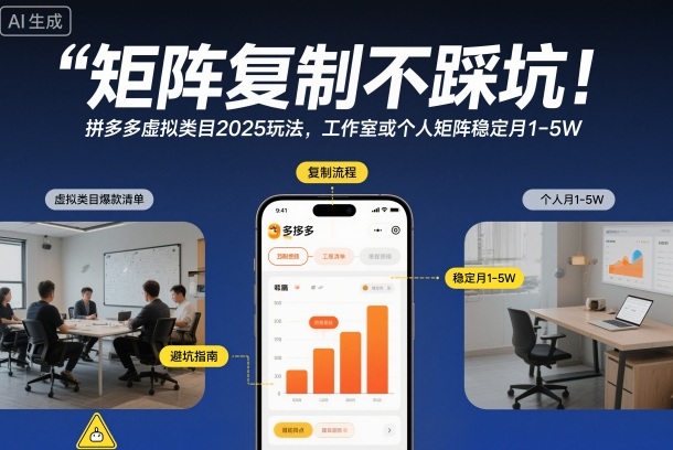 矩阵复制不踩坑！拼多多虚拟类目2025玩法，工作室或者个人矩阵稳定月1-5W【揭秘】-子比社区