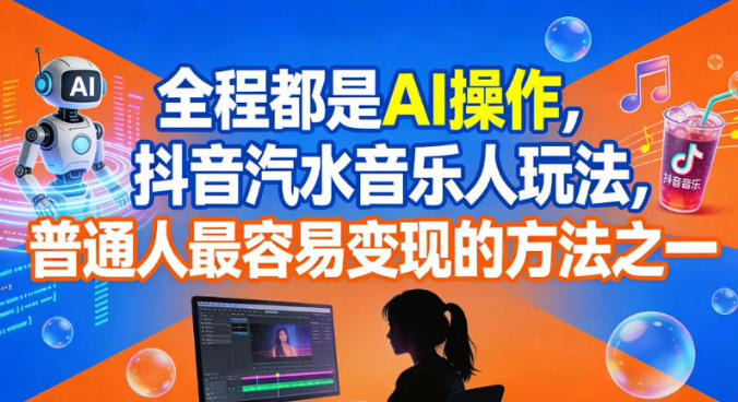 全程都是AI操作，抖音汽水音乐人玩法，普通人最容易变现的方法之一-子比社区