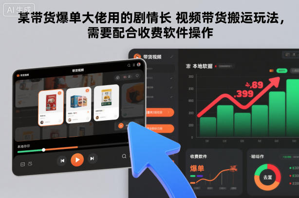 某带货爆单大佬用的剧情长视频带货搬运玩法，需要配合收费软件操作-子比社区