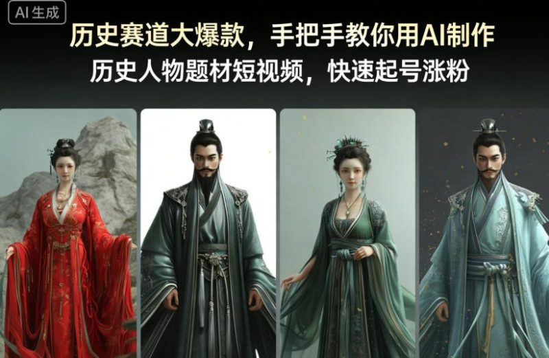 历史赛道大爆款，手把手教你用AI制作历史人物题材短视频，快速起号涨粉-子比社区