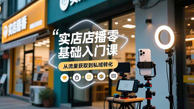 实体店播零基础入门课，实体店+短视频+直播+微信生态+私域社群，从流量获取到私域转化-子比社区